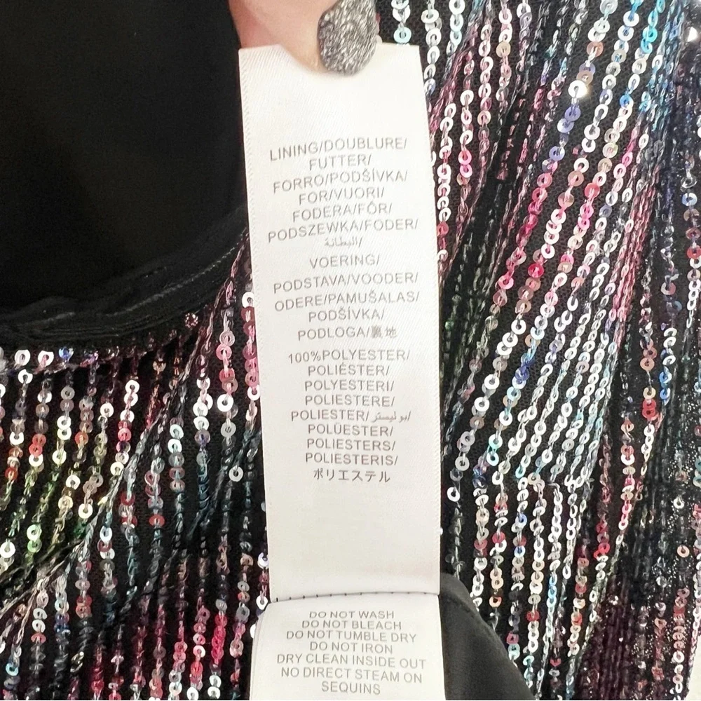 Aidan by Aidan Mattox Printed One-Shoulder Sequin Mini Dress Cocktail Sz 12